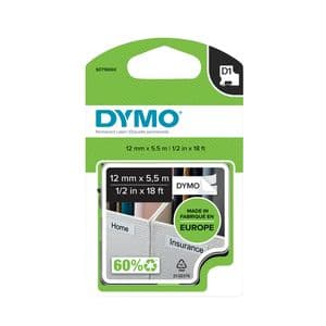 Picture 1 of Labeltape Dymo LabelManager D1 polyester 12mmx5.5m zwart op wit