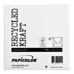 Picture 3 of Envelop Papicolor 140x140mm kraft wit pak à 6 stuks