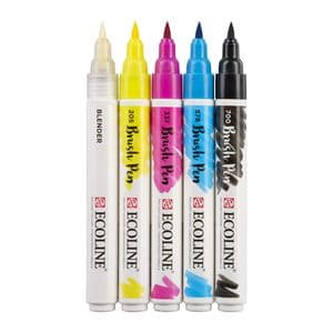 Picture 2 of Brushpen Talens Ecoline set à 5 stuks primair