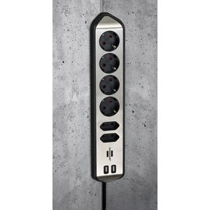 Picture 5 of Stekkerdoos Brennenstuhl bureau Estilo 6 voudig inclusief 2 USB 2 meter zwart/zilver