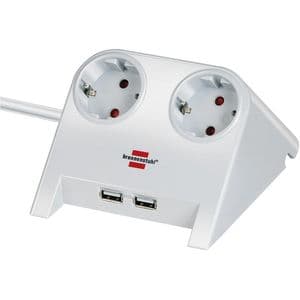 Picture 1 of Stekkerdoos Brennenstuhl bureau 2 voudig inclusief 2 USB 1.8m wit