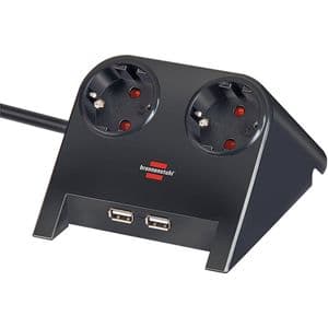 Picture 1 of Stekkerdoos Brennenstuhl bureau 2vdig incl 2 USB 1.8m zwart