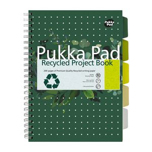 Picture 1 of Projectboek Pukka Pad Recycled A4 lijn 5-tabs 4-gaats 200 pagina's 80gr groen
