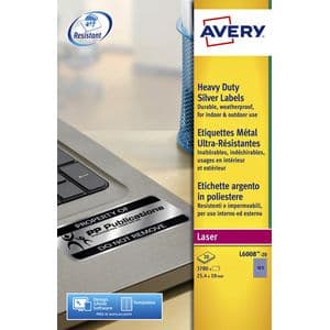 Picture 2 of Etiket Avery L6008-20 25.4x10mm zilver 3780 stuks