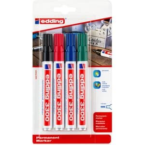 Picture 1 of Viltstift edding 3300 schuin 1-5mm assorti blister à 4 stuks