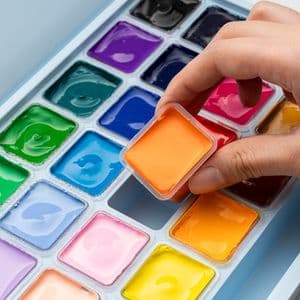 Picture 5 of Gouache HIMI 24 kleuren 30gr opbergbox ice blue