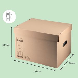 Picture 3 of Archief- en transportdoos met deksel Leitz Premium 335x280x440mm natuurbruin