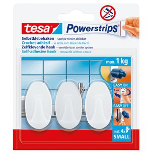 Picture 1 of Haken tesa Powerstrips® SMALL Ovaal zelfklevend verwijderbaar wit 3 stuks