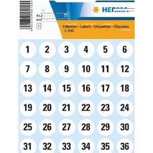 Picture 1 of Etiket HERMA 4124 12mm getallen 1-240 240 stuks