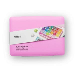 Picture 1 of Gouache HIMI 24 kleuren 30gr opbergbox roze