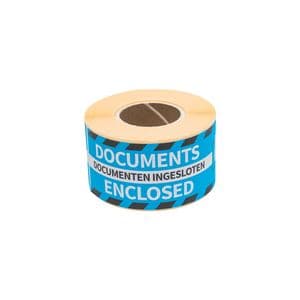 Picture 1 of Waarschuwingsetiket Rillprint documents enclosed 46x125mm blauw 250 stuks