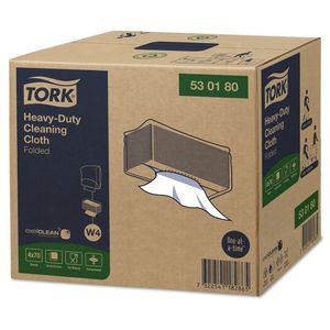 Picture 1 of Reinigingsdoek Tork W4 Premium Heavy-Duty gevouwen 1-laags 4x70 vel wit 530180