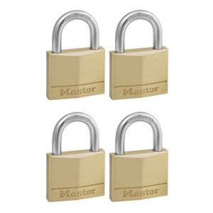 Picture 1 of Hangslot MasterLock 4 gelijksluitend messing 40mm 4 stuks