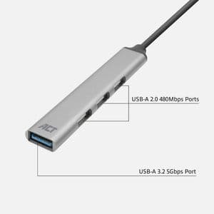 Picture 3 of Hub ACT USB-C 3x USB-A 2.0 en 1x USB-A 3.0