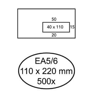 Picture 1 of Envelop Hermes EA5/6 110x220mm venster 4x11rechts zelfklevend 500 stuks