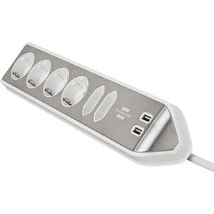Picture 2 of Stekkerdoos Brennenstuhl bureau Estilo 6vdig incl 2 USB 2m wit/zilver