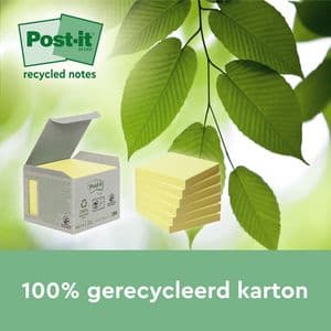Picture 2 of Memoblok Post-it 655-1B recycled 76x127mm canary yellow 6 stuks