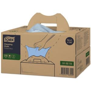 Picture 1 of Reinigingsdoek Tork W7 Premium dispenserdoos 1-laags 210 vel blauw 510272