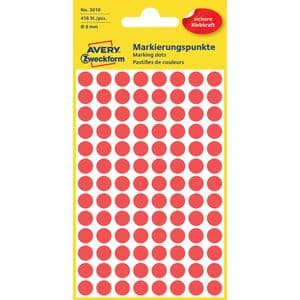 Picture 1 of Etiket Avery 3010 rond 8mm rood 416 stuks
