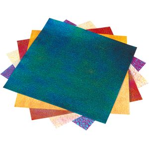 Picture 2 of Vouwblaadjes Folia 75gr 14x14cm 50 vel 2-zijdig iriserend embossing assorti kleuren