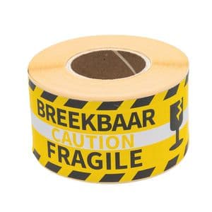Picture 2 of Waarschuwingsetiket Rillprint fragile 46x125mm geel 250 stuks