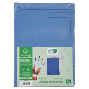 Picture 3 of Insteekmap Exacompta L-model Clean'Safe bedrukt blauw 5 stuks