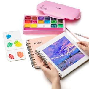 Picture 9 of Gouache HIMI 18 kleuren 30gr opbergbox roze
