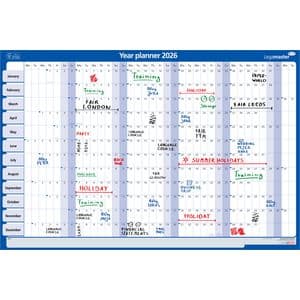 Picture 2 of Jaarplanner 2026 Legamaster 90x60cm horizontaal gelamineerd Engelstalig