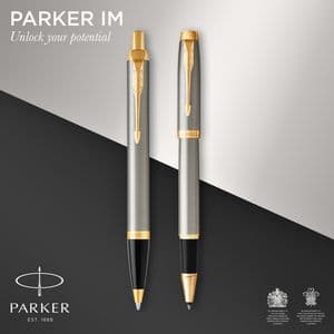 Picture 1 of Balpen en Rollerpen Parker IM brushed metal GT medium 2 stuks
