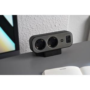 Picture 7 of Stekkerdoos Brennenstuhl bureau Estilo 10 voudig inclusief 1 USB C, 1 USB A, 2 meter zilver/zwart