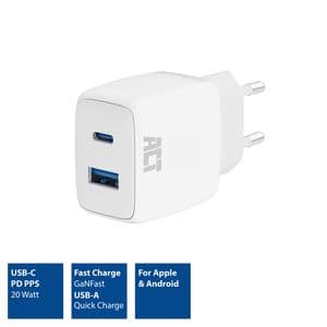 Picture 2 of Oplader ACT 20w 2-poorts usb a+c wit
