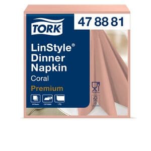 Picture 1 of Dinerservet Tork Linstyle Premium 1/4 vouw 1-laags 390x390mm 50 vel koraal 478881