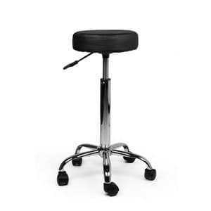 Picture 1 of Tabouret kruk Office hoog met gasveer harde wielen zw