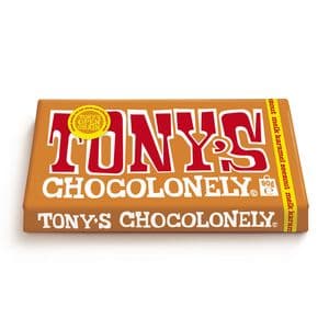 Picture 1 of Chocolade Tony's Chocolonely melk karamel zeezout reep 90 gram