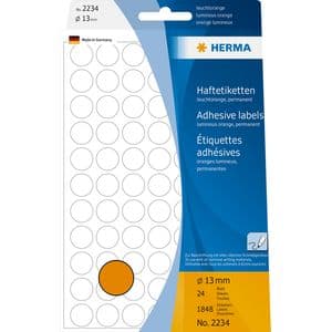 Picture 1 of Etiket HERMA 2234 rond 13mm fluor oranje 1848 stuks
