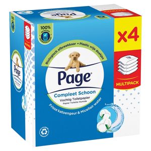 Picture 3 of Vochtig toiletpapier Page Compleet Schoon 4 pakken à 38 vel