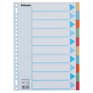 Picture 1 of Tabbladen Esselte Premium A4 10-delig karton 23-rings assorti