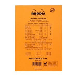 Picture 3 of Schrijfblok Rhodia A5 lijn 80 vel 80gr met kantlijn oranje