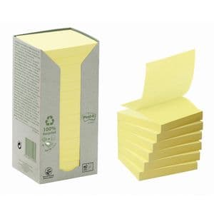 Picture 1 of Memoblok Post-it Z-Note R330-1T 76x76mm recycled geel 16 stuks