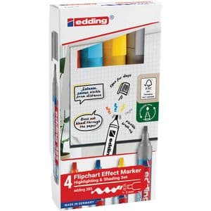 Picture 1 of Viltstift edding 385 flipover penseelpunt assorti 4 stuks