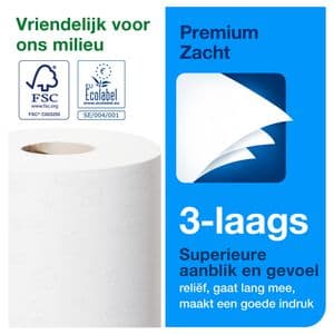 Picture 2 of Toiletpapier Tork T4 Premium 3-laags 250 vel wit 110316