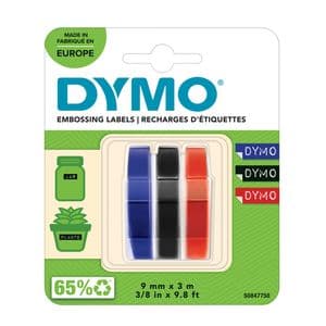 Picture 1 of Reliëftape Dymo embossing vinyl 9mm assorti 3 stuks