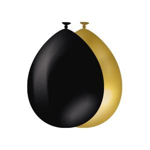 Picture 1 of Ballonnen goud en zwart 10 stuks