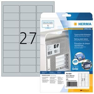 Picture 1 of Etiket HERMA 4222 63.5x29.6mm weerbestendig zilver 675 stuks