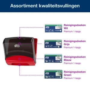 Picture 3 of Reinigingsdoekdispenser Tork W4 Performance gevouwen rood 654008