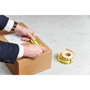 Picture 4 of Waarschuwingsetiket Rillprint fragile 46x125mm geel 250 stuks