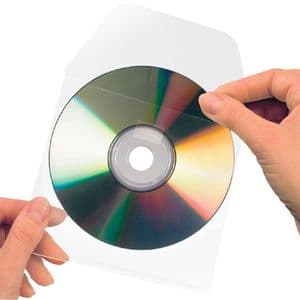 Picture 1 of Cd/dvd hoes Djois 127x127mm met klep zelfklevend transparant 10 stuks