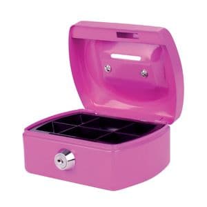 Picture 1 of Geldkist Pavo met muntgleuf 125x95x60mm roze