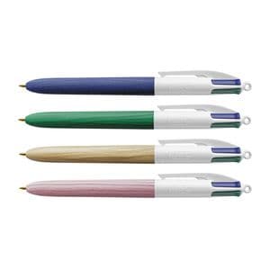 Picture 2 of Balpen Bic 4kleuren wood medium assorti