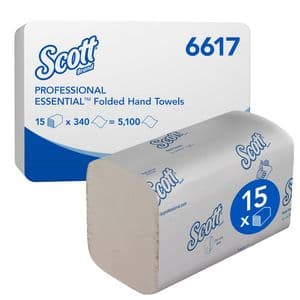Picture 1 of Handdoek Scott Essential i-vouw 1-laags 200x212mm 15x340 vel wit 6617
